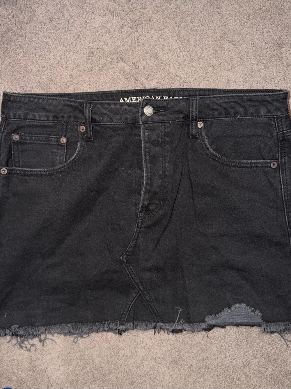 American Eagle Outfitters Black Distressed Denim Mini Skirt